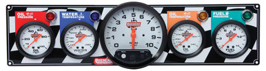 QuickCar 4-Gauge Panel with 5" Tachometer Silver Face 61-6051
