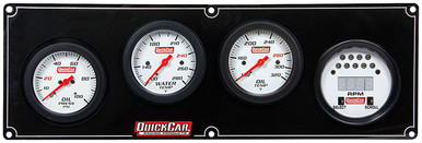 QuickCar Extreme 3-in-1 Gauge Panel with Tach Oil Pressure Water Temperature Oil Temperature White Face 61-7041