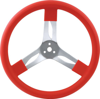 QuickCar 15" Aluminum Steering Wheel Red Grip 3-Spoke 3" Dish 68-0011