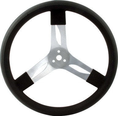 QuickCar 15" Aluminum Steering Wheel Black Grip 3-Spoke 3" Dish 68-001
