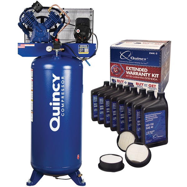 Quincy QT-54 Pro 5HP 2-Stage 60-Gal Air Compressor and Warranty Kit