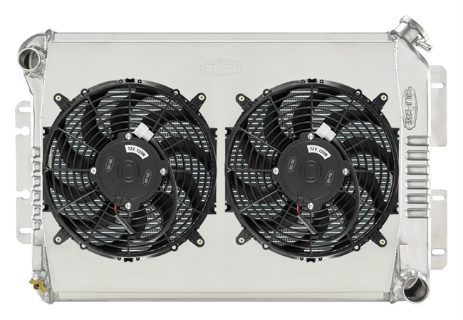 1967 - 1969 Camaro COLD-CASE Big Block Aluminum Radiator KIT for Manual Trans with Dual 12" Electric Fans and Custom Fit Aluminum Fan Shroud