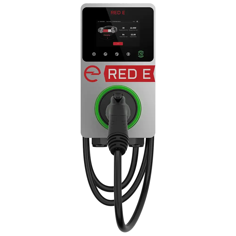 Red E PRO 50A EV Charger with Pedestal – 12kW