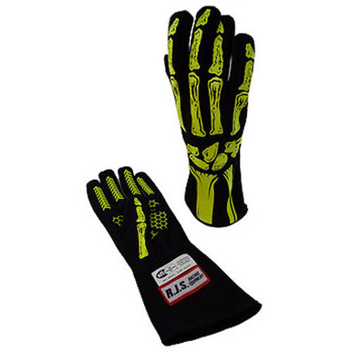 RJS Single Layer Yellow Skeleton Gloves X-Large 600090151