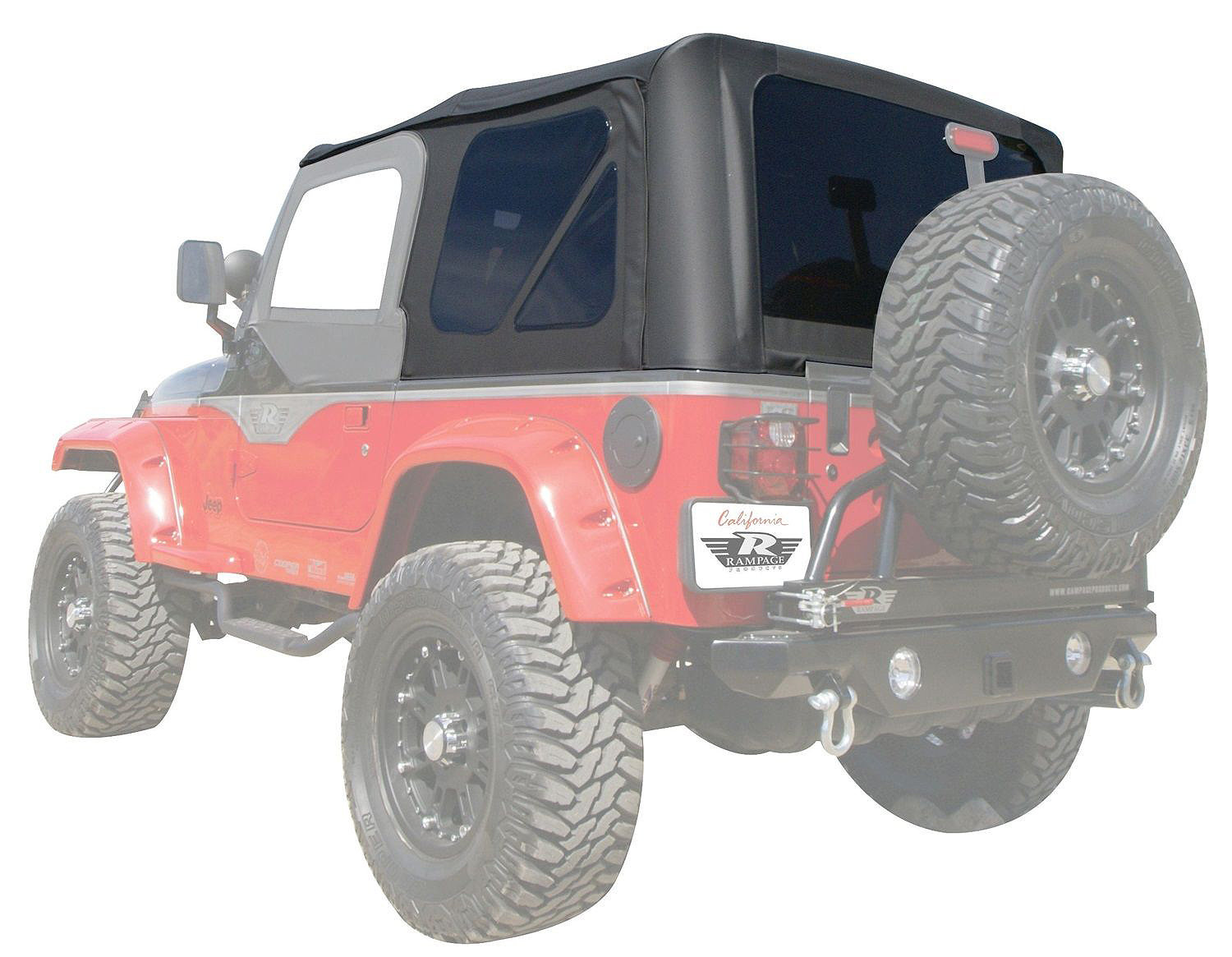Rampage Products 912835 Premium Replacement Sailcloth Top in Black Diamond with Tinted Windows for 97-06 Jeep Wrangler TJ with Full Steel Doors