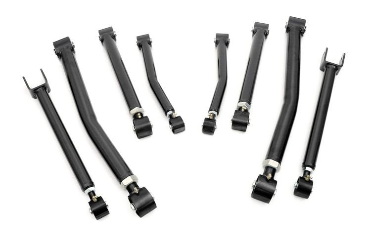 Rough Country 11300 Front & Rear Upper & Lower Adjustable Control Arm Kit for 07-18 Jeep Wrangler JK