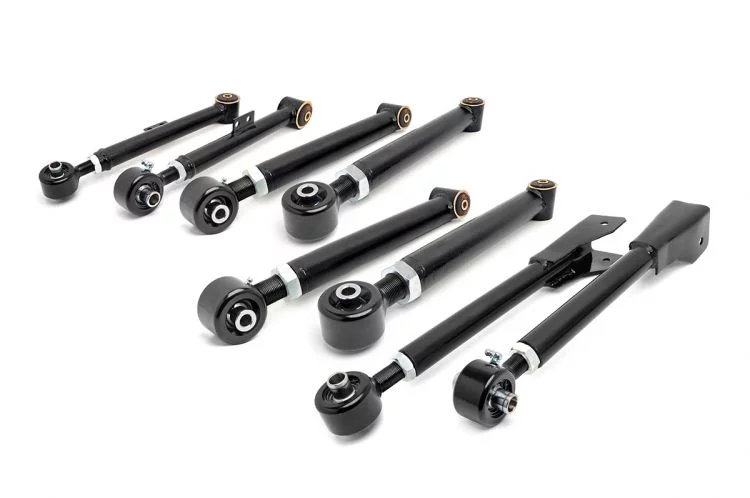 Rough Country 11470 Front & Rear Upper & Lower Adjustable Control Arm Kit for 97-06 Jeep Wrangler TJ