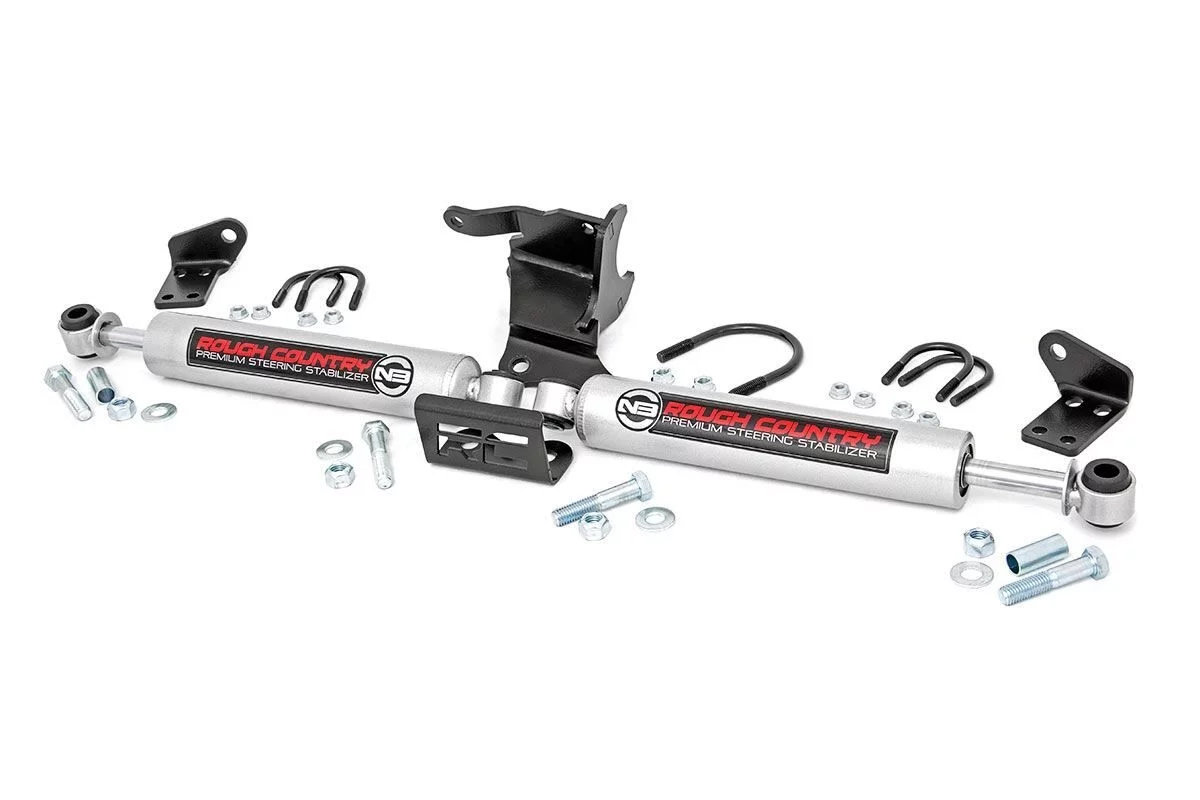 Rough Country 87304 N3 Dual Steering Stabilizer for 18-26 Jeep Wrangler JL & Gladiator JT with 2.5-8 Inch Lift
