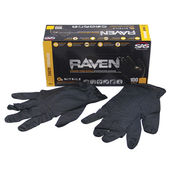 SAS RAVEN™ Disposable Nitrile Work Gloves, XL