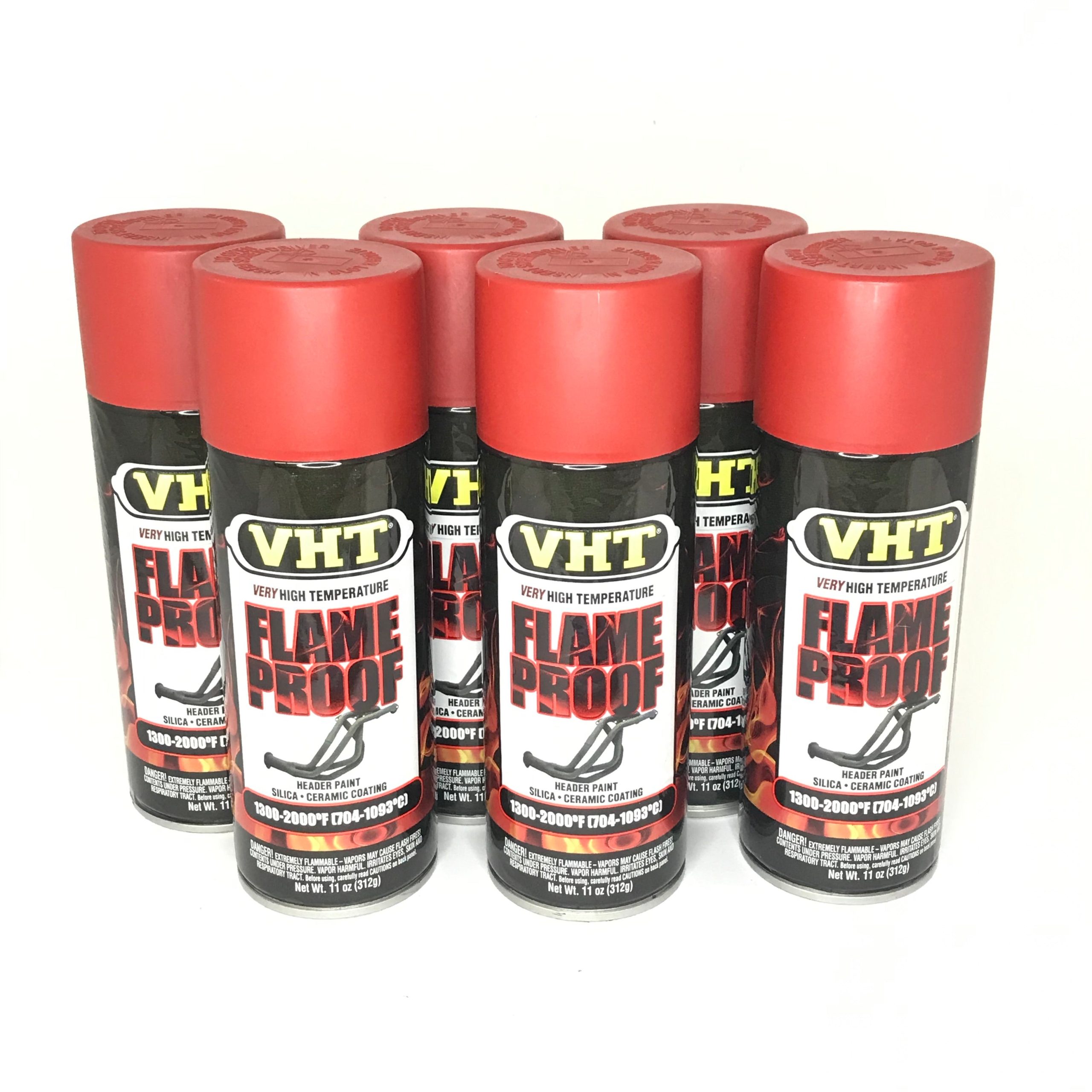 VHT SP109-6 PACK High Temperature Flame Proof FLAT RED Header Spray Paint - 11oz