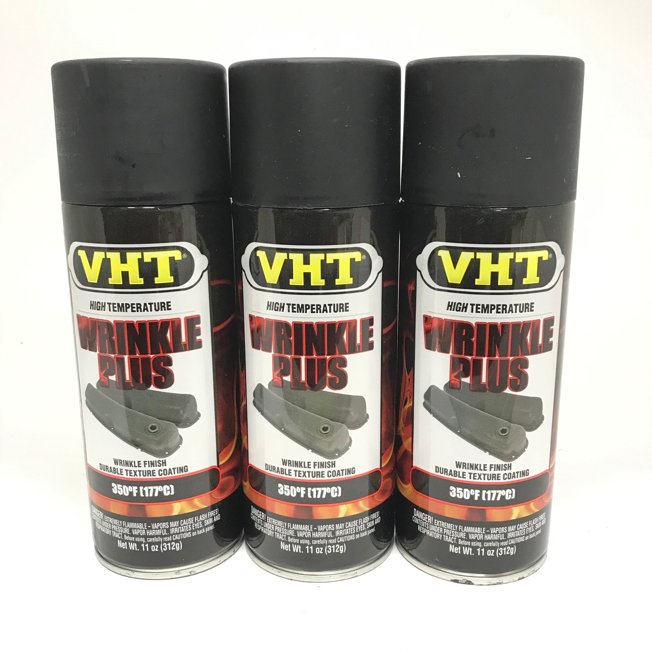 VHT SP201-3 PACK BLACK High Temperature Wrinkle Finish Durable Texture Coating - 11 oz