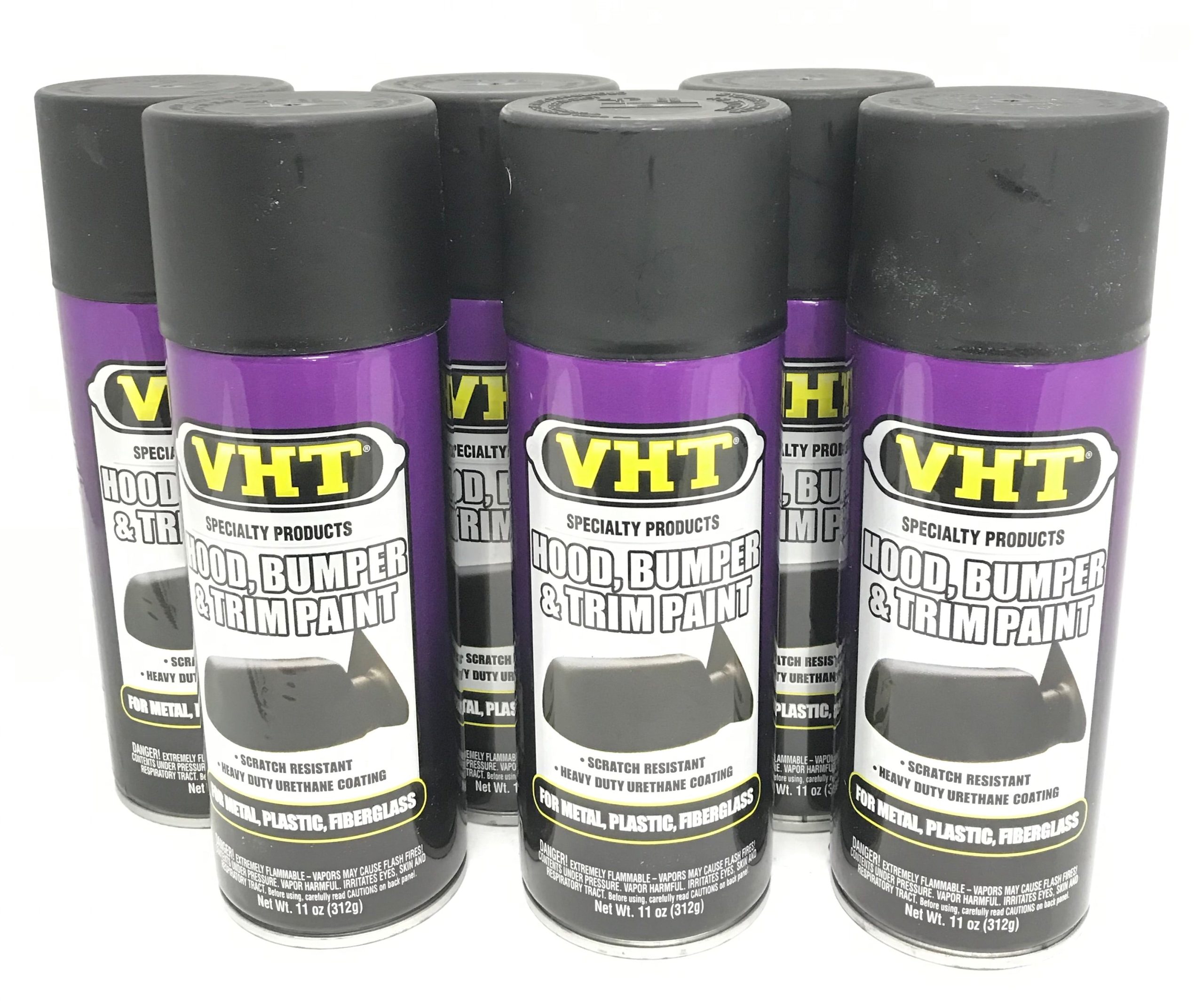 VHT SP27-6 PACK FLAT BLACK Scratch resistant Hood, Bumper & Trim Paint - 11 oz