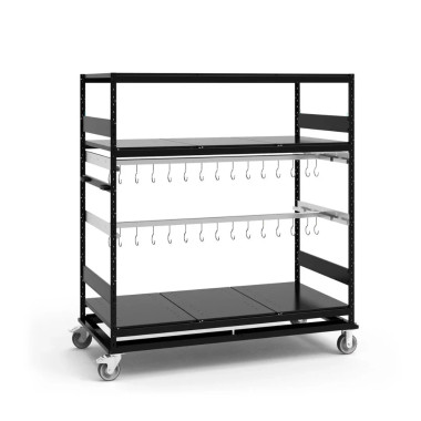 Rousseau Metal SRP3403M Double Hanging Rack, Single Hanging Rail (Mobile) (72"W x 36"D x 75"H)