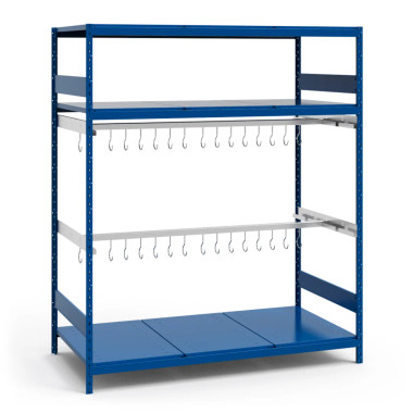 Rousseau Metal SRP3403 Double Hanging Rack, Single Hanging Rail (72"W x 36"D x 75"H) (30 Hooks)