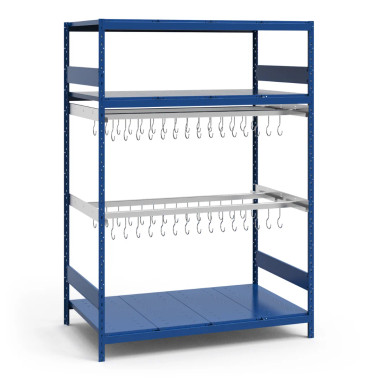 Rousseau Metal SRP3406 Double Hanging Rack, Double Hanging Rail (60"W x 36"D x 75"H) (60 Hooks)