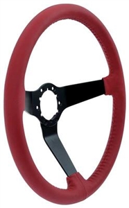 1967 - 1989 Camaro Red Leather Steering Wheel with Black Spokes