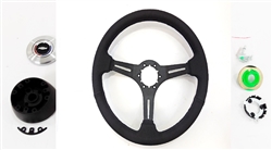 1967 - 1989 Camaro Steering Wheel, Black Leather, Custom, Black Spokes Kit