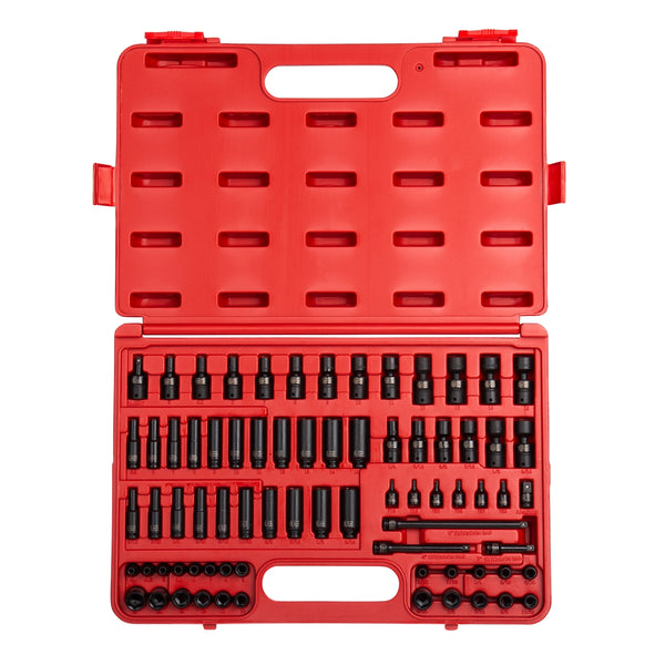 74 Piece 1/4" Drive Master SAE and Metric Impact Socket Set SUN1874