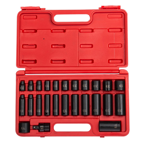 25 Piece 3/8" Drive SAE Master Impact Socket Set SUN3325