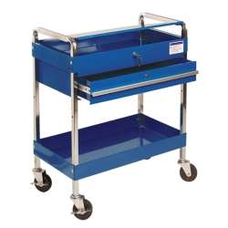 SERVICE CART W/LOCKING TOP & DRAWER BLUE