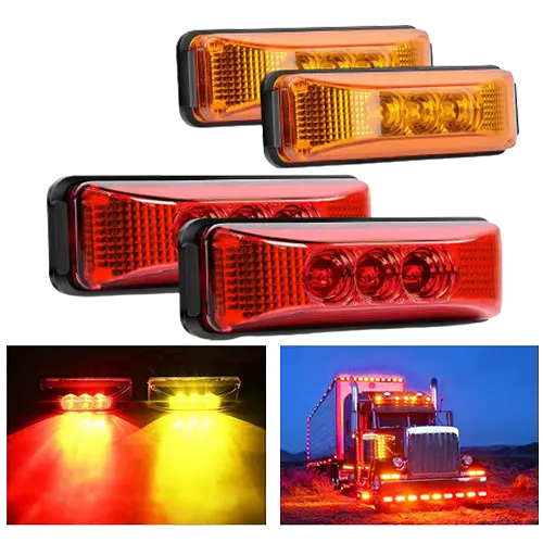 3.9 Inch Amber Red LED Fender/Side Marker Light (2 Pairs)
