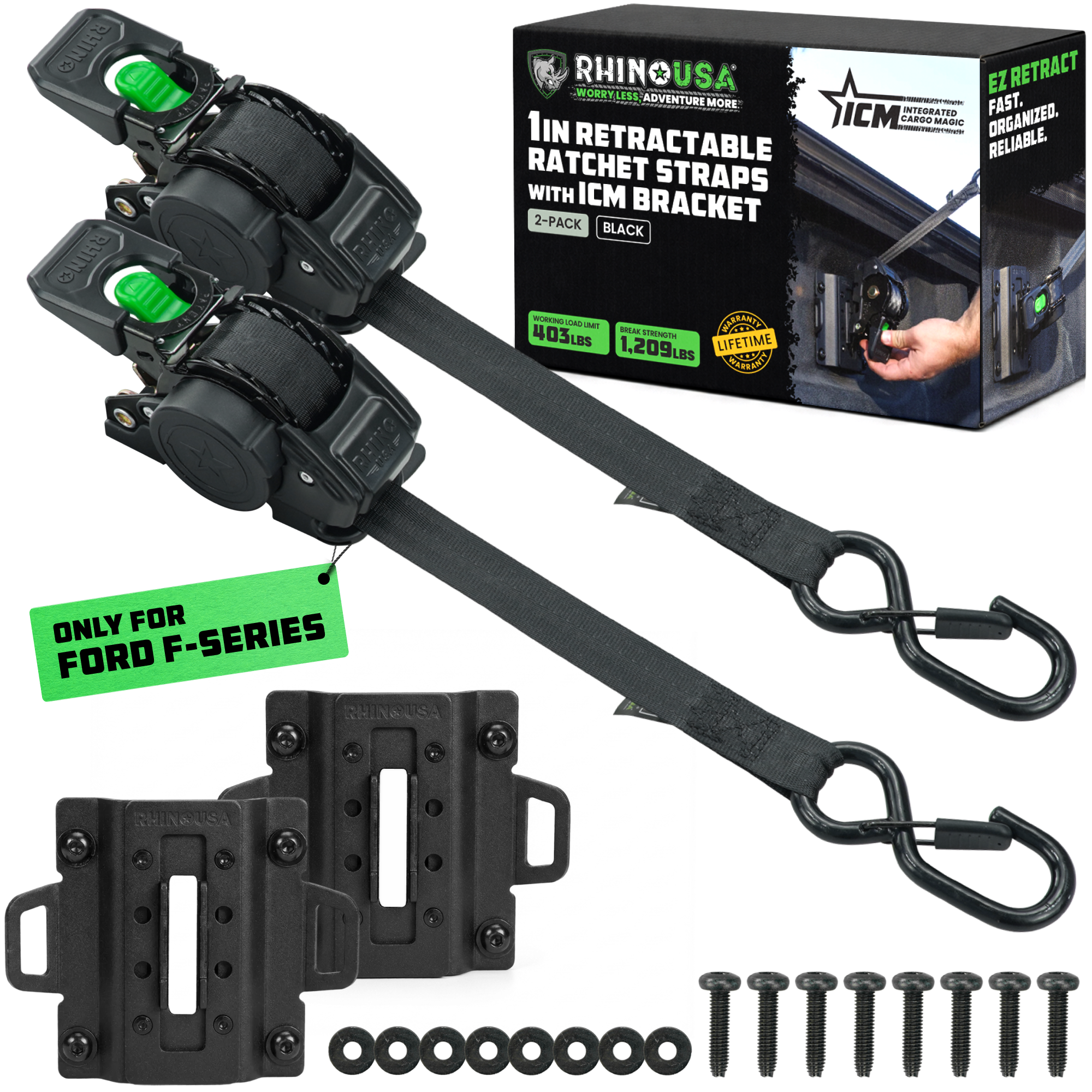Bed-Mounted Retractable Ratchet Straps (Ford Trucks)