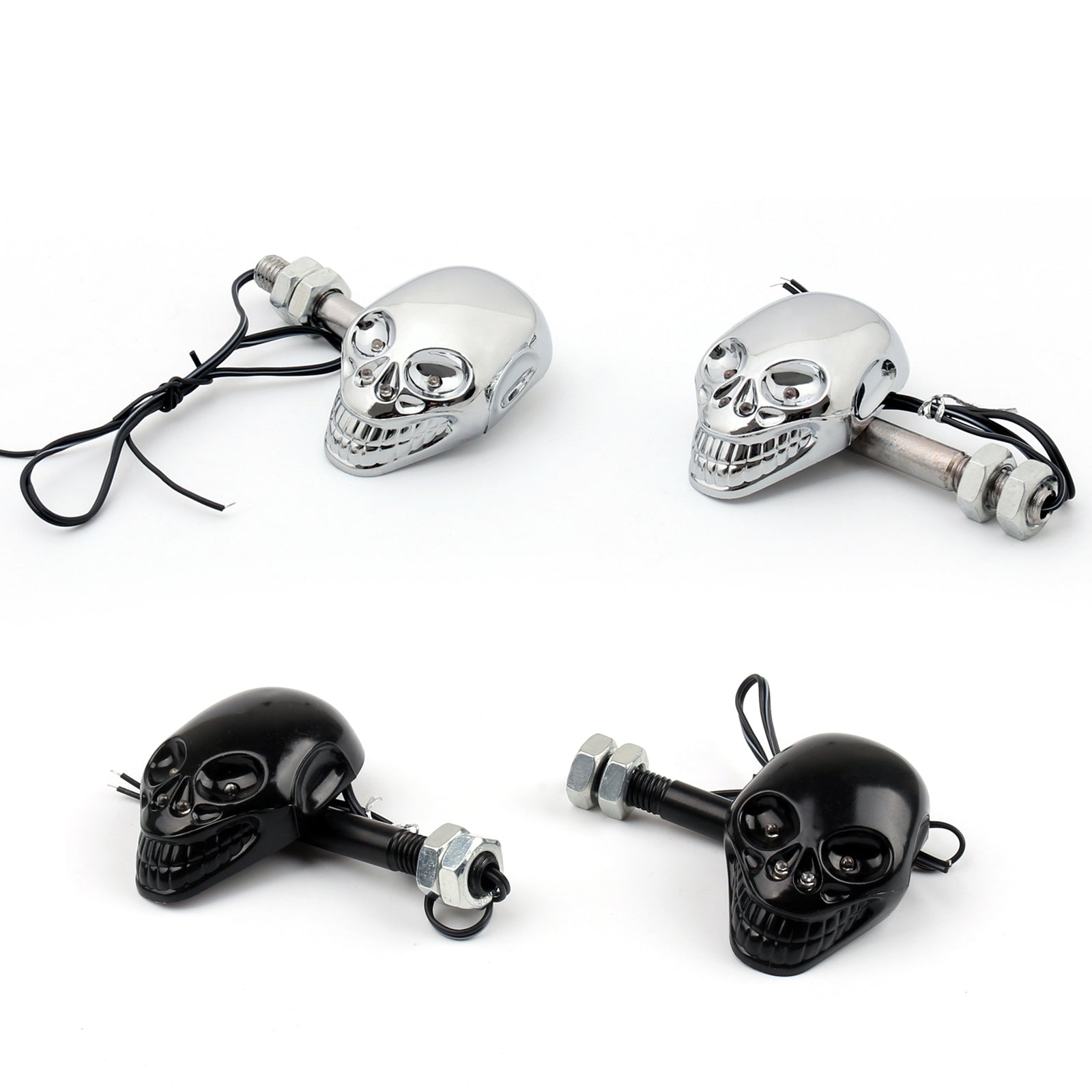 Motorcycle Skull Head Turn Signal Indicator Blinker 12V LED Amber Light Lamp Generic