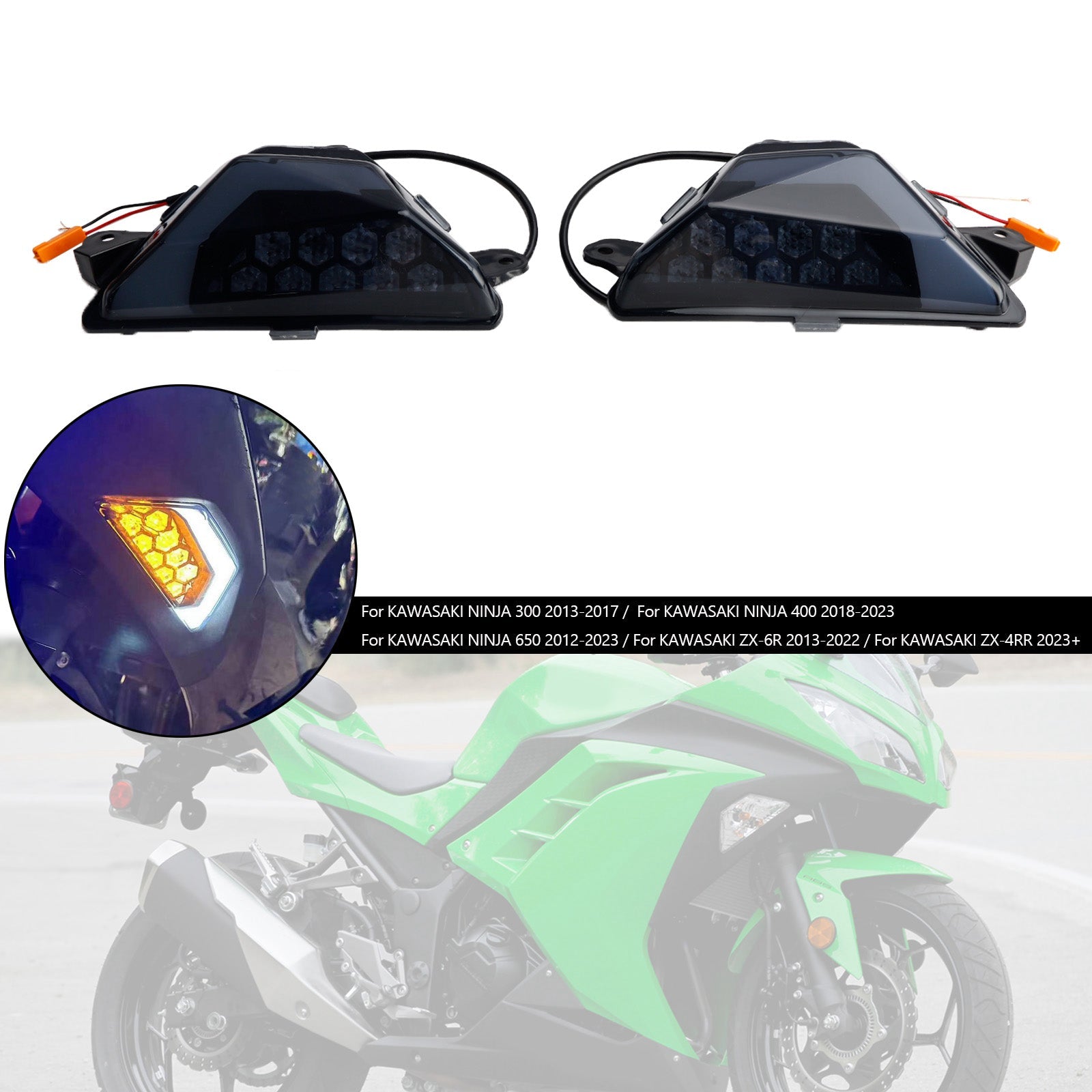 KAWASAKI NINJA 300 400 650 ZX-6R ZX-4RR 2013+ LED Front Turn Signal Light