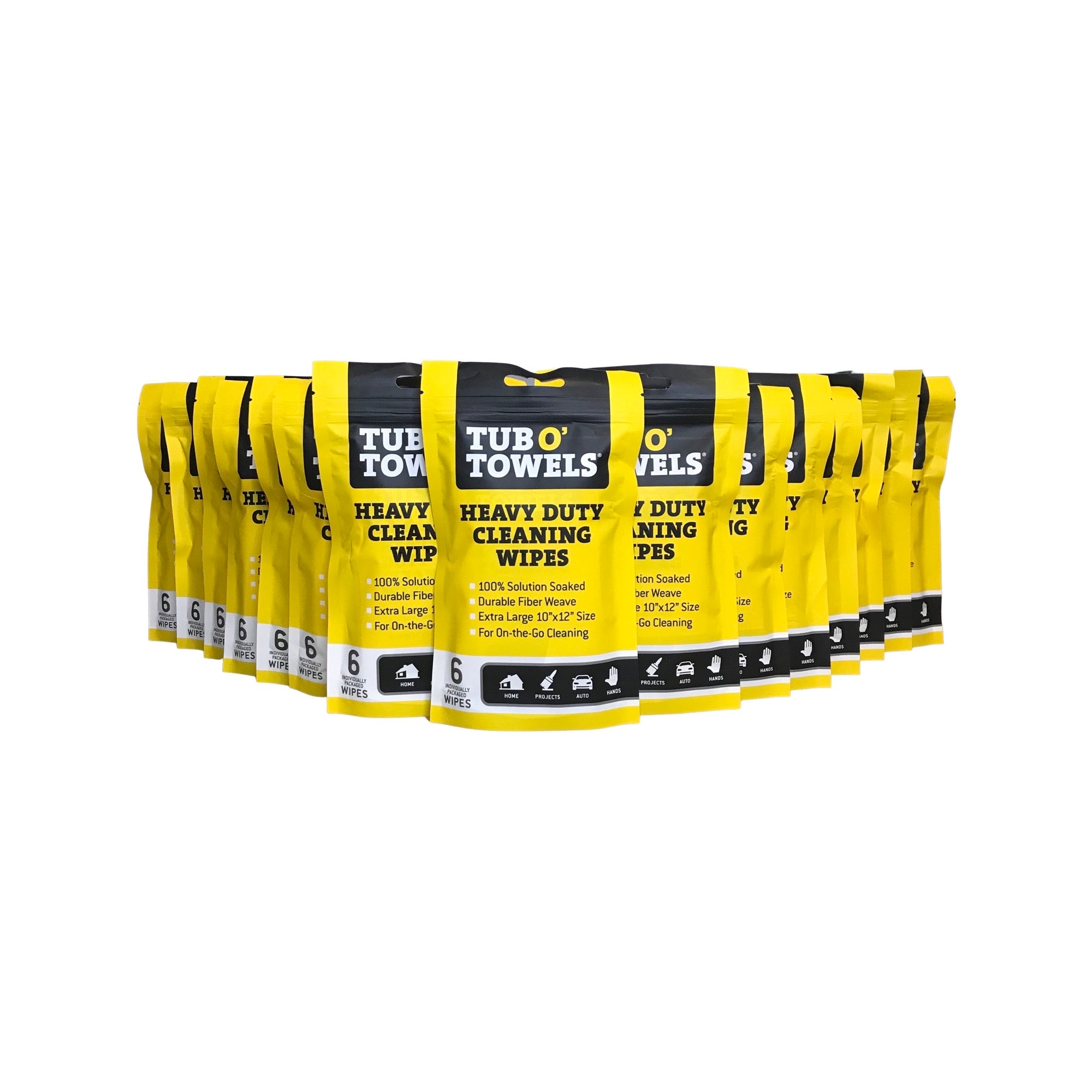 Tub O' Towels TW01-6 - 15 Pack Heavy Duty Multi-Surface Cleaning Wipes - Resealable