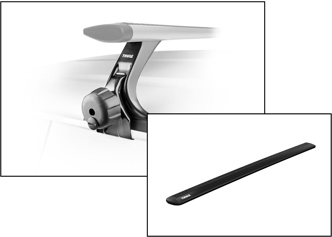 Thule Rapid Gutter Foot Pack with 60" WingBar Evo 150 Kit for 07-26 Jeep Wrangler JL & JK with Factory Hardtop