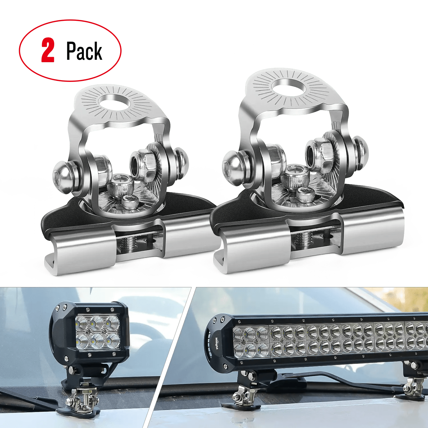 Universal Adjustable Pillar Hood Clamp Holder Mount Bracket (Pair)