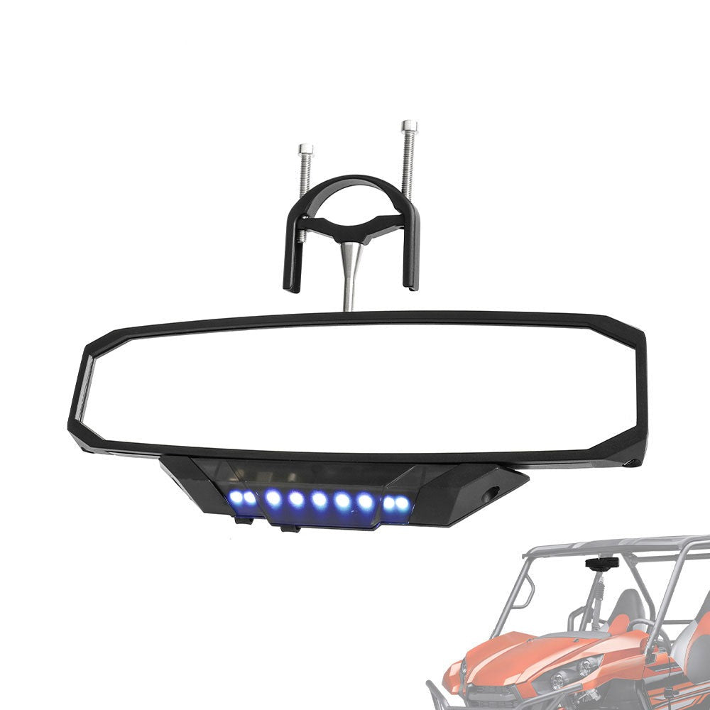 12" UTV Rear View Center Mirror With RGBW Dome Light For 1.5-2" Roll Bar