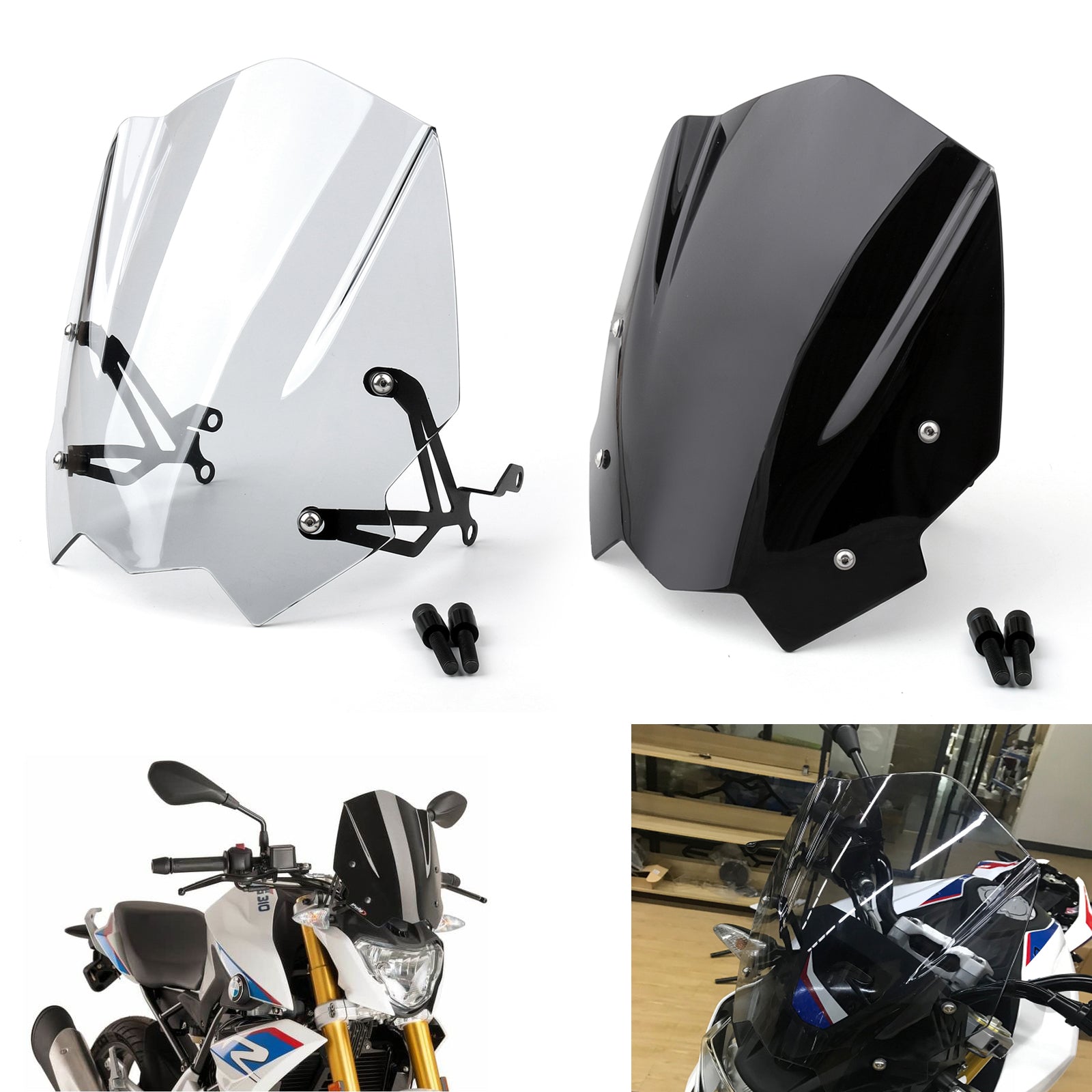 New Motobike ABS Plastic Windshield Windscreen For BMW G310R 2017-2018 Generic