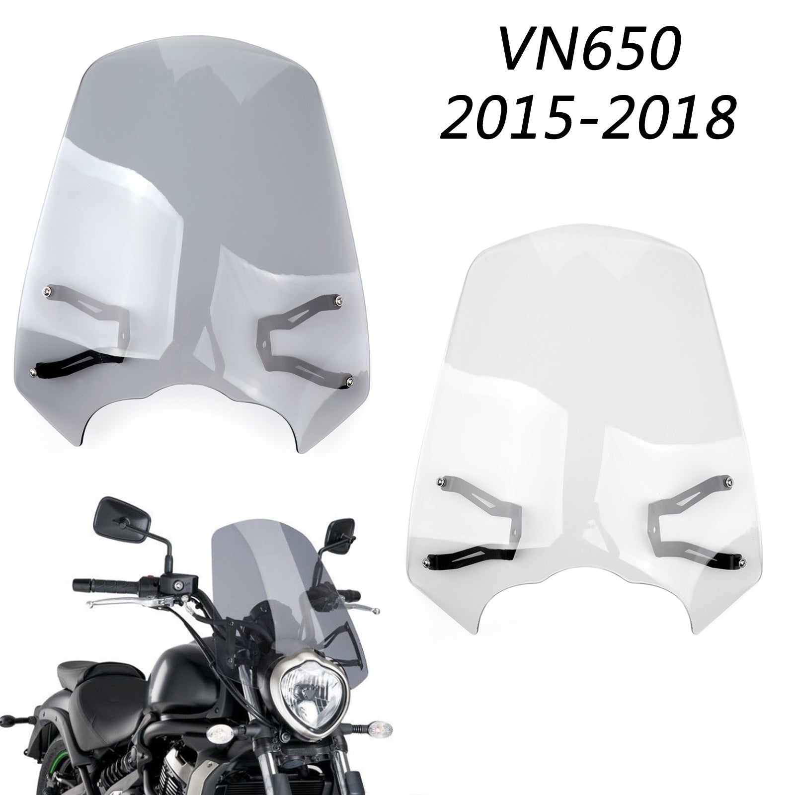 Windscreen Windshield Screen w/Bracket For 2015-2023 Kawasaki Vulcan S EN 650 Generic