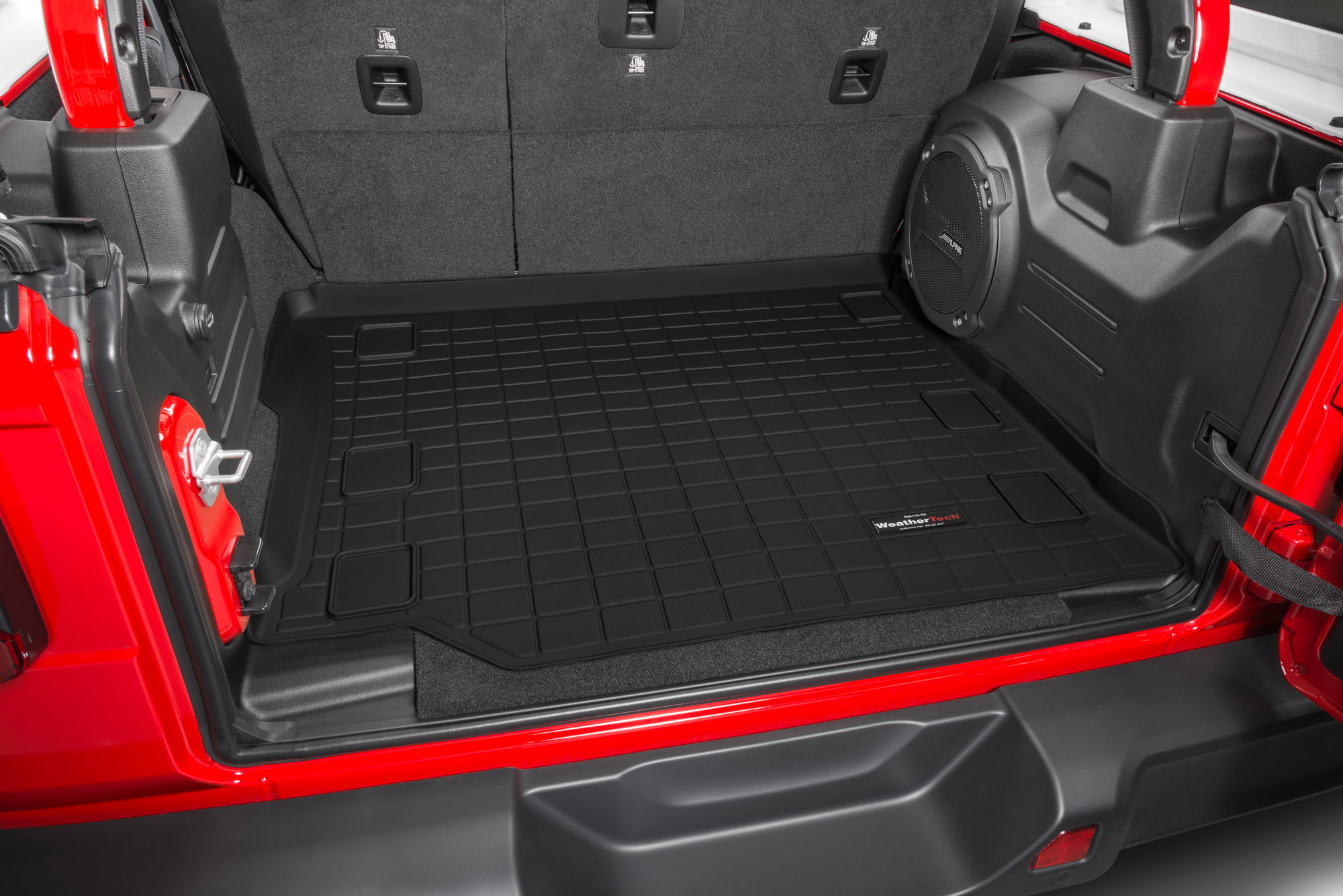 WeatherTech Rear Cargo Liner in Black for 18-26 Jeep Wrangler JL Unlimited with Leather Seats