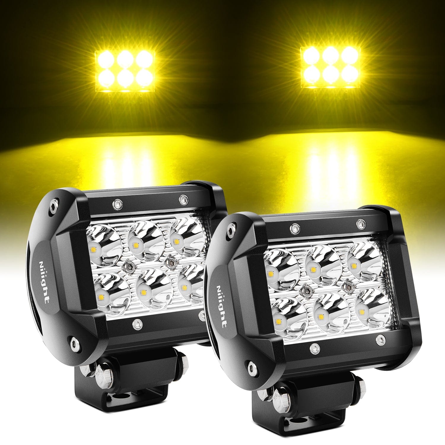 4 Inch 18W Yellow Beam LED Light Pods (Pair)
