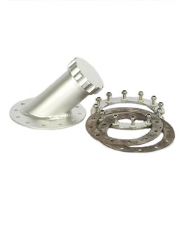45° Degree Fuel Cell Filler Neck & Cap 12 Hole (Anodized Silver)
