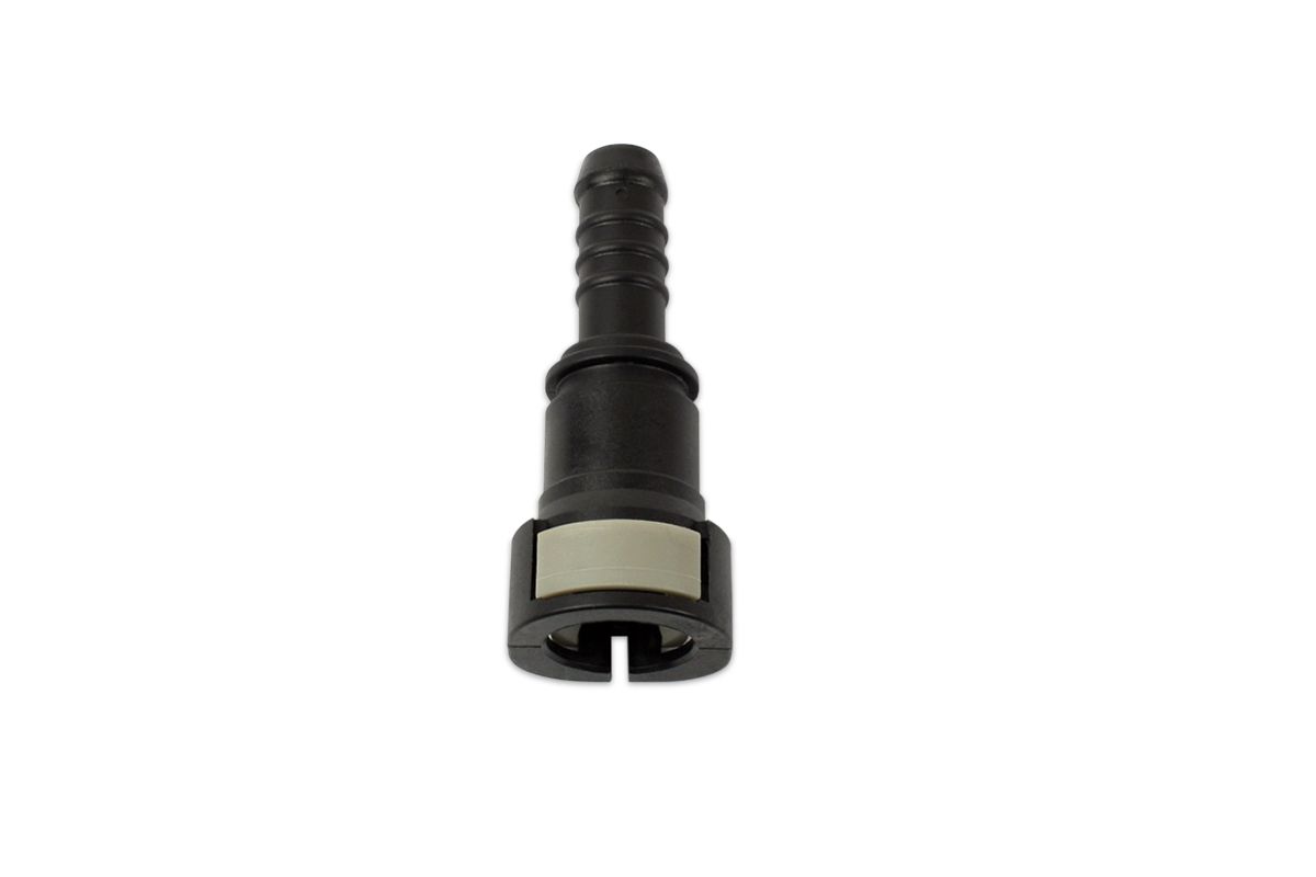 3/8" Hose Barb to M10 (9.89mm) Female Quick Connect, Straight, Single Button
