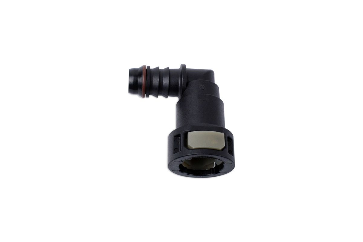 1/2" Hose Barb to M12 (11.80mm) Female Quick Connect, 90-Degree, Double Button