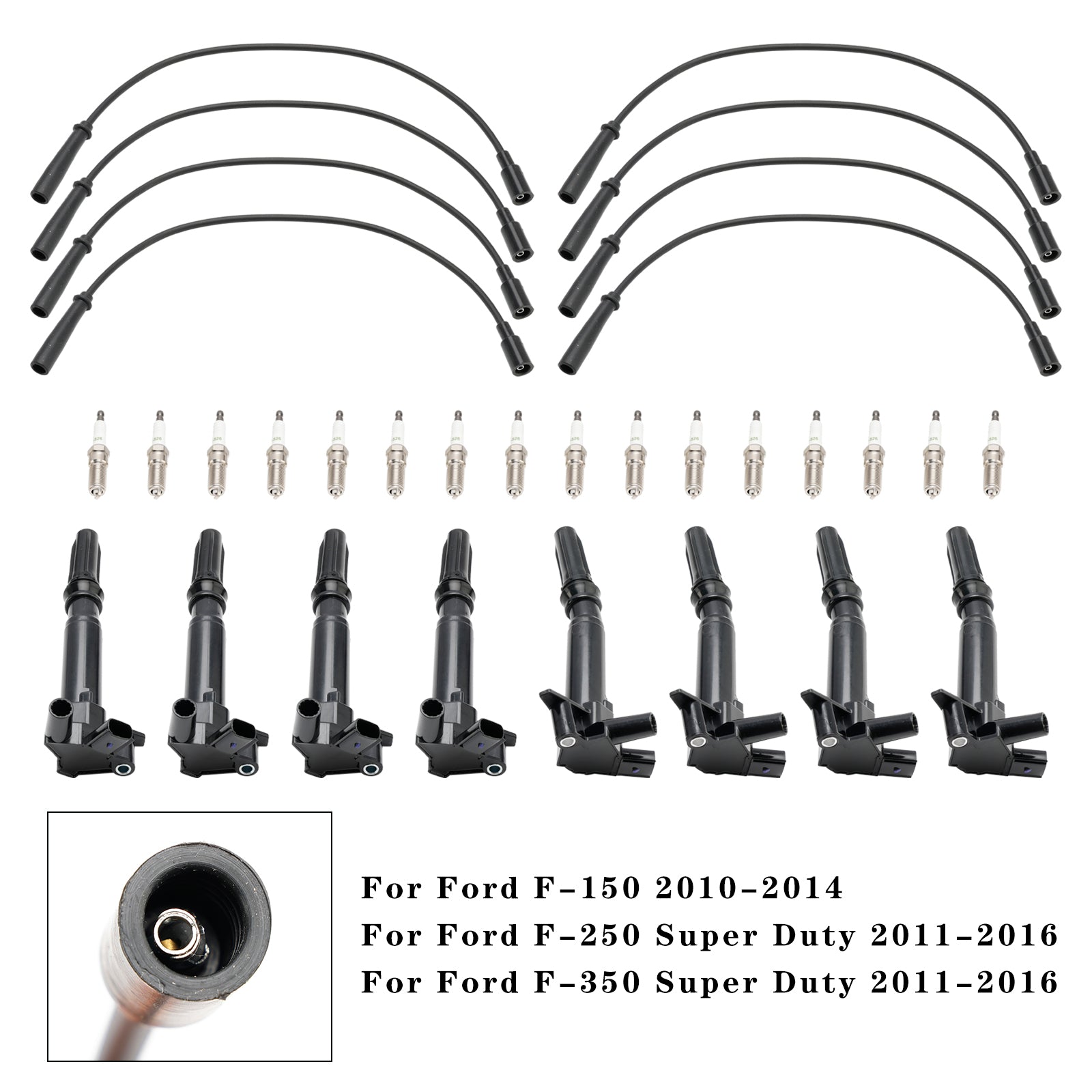 8x Ignition Coil+16x Spark Plug+8x Wire UF631 UF639 For Ford F150 6.2L 10-17