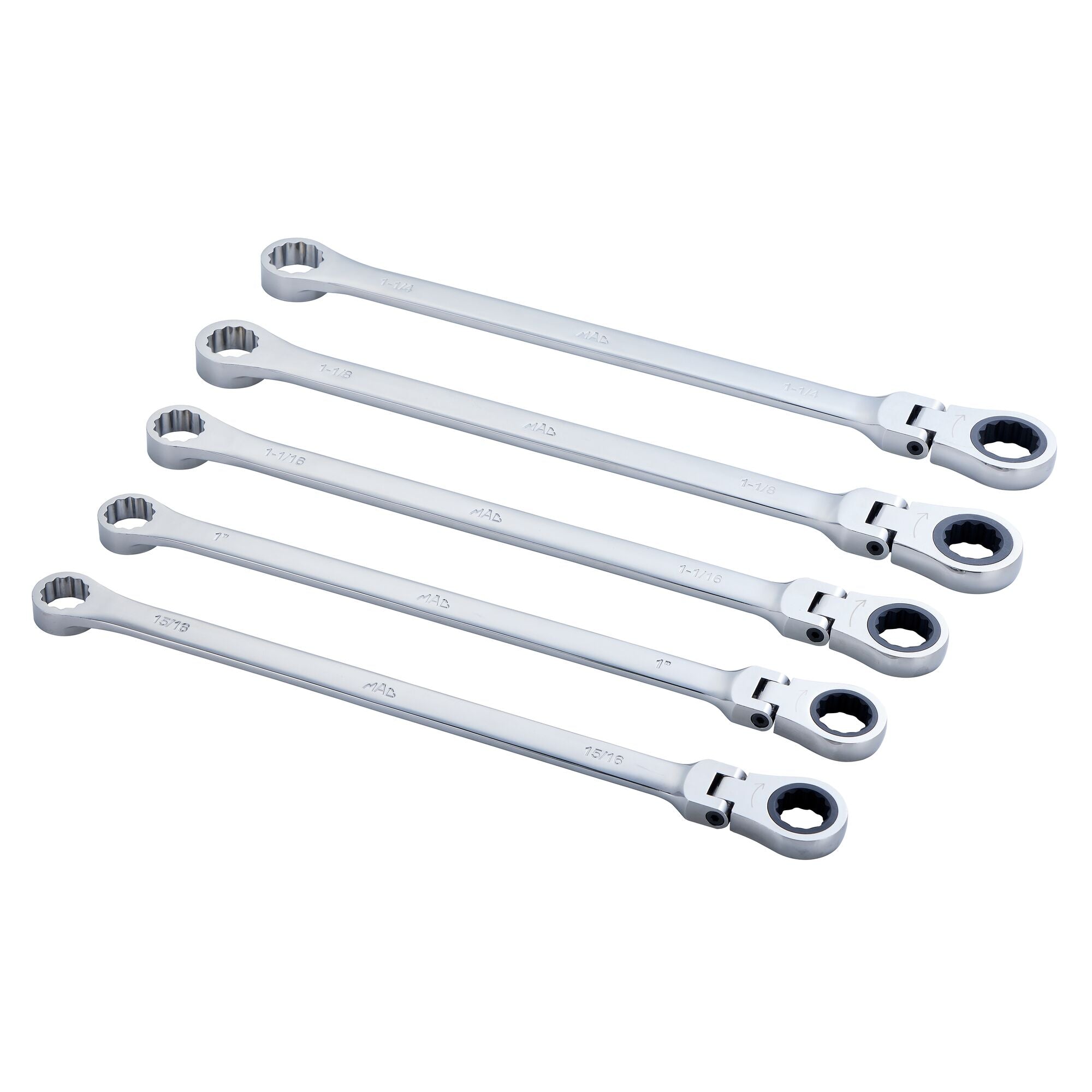 5-PC. SAE XL Flex Head Ratcheting Wrench Set – 12 pt.
