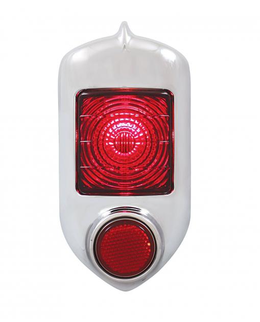 United Pacific Tail Light w/Chrome Bezel & Glass Lens For 1951-52 Chevy Passenger Car C515203