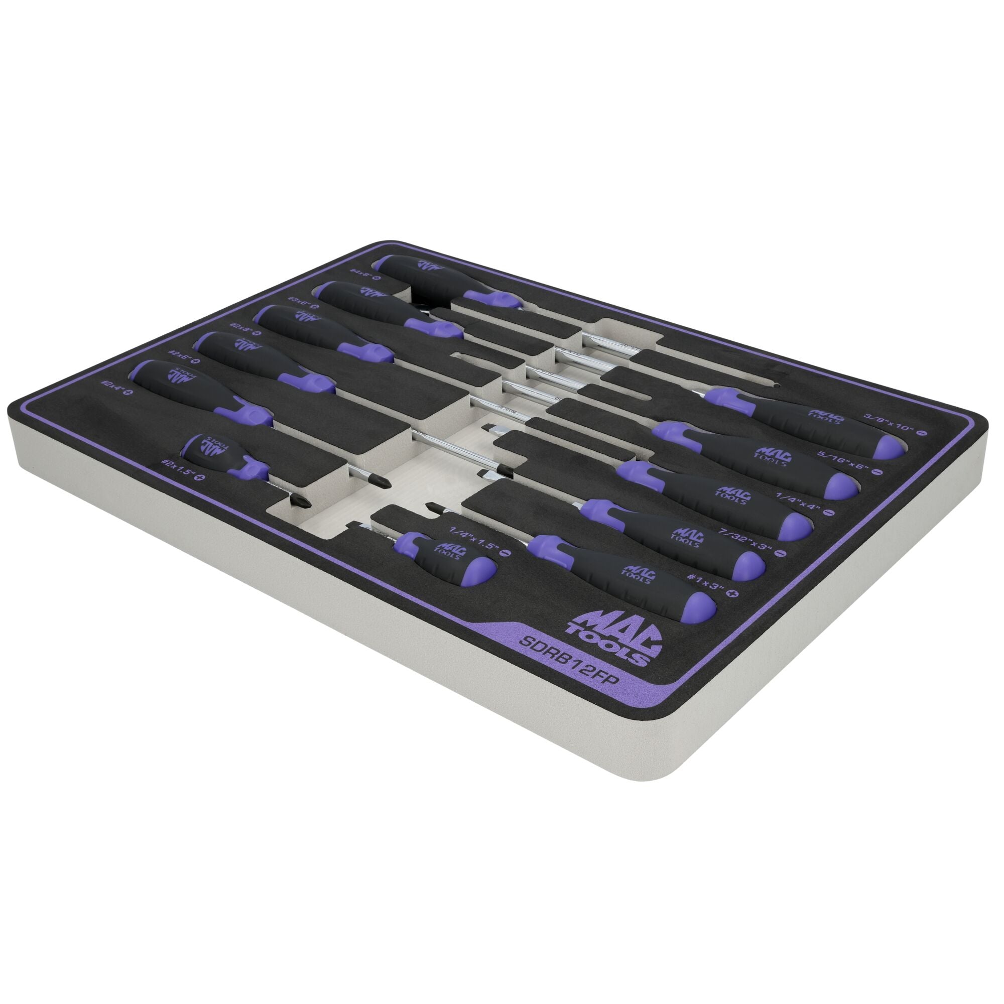 12-PC. Screwdriver Set In Foam - Purple