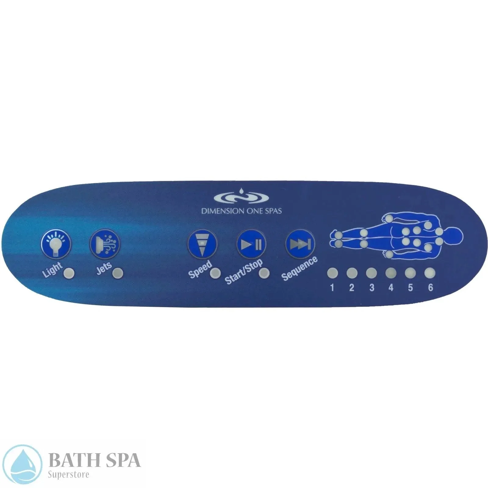 Dimension One TSC 42 Overlay Five Button Blue Spa Control Panel Compatible Replacement Part 01560 0003