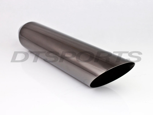 ETC DT-243518ABM Black Chrome Exhaust Tip Angle Cut 2.25" Inlet 3.5" Out 18" L