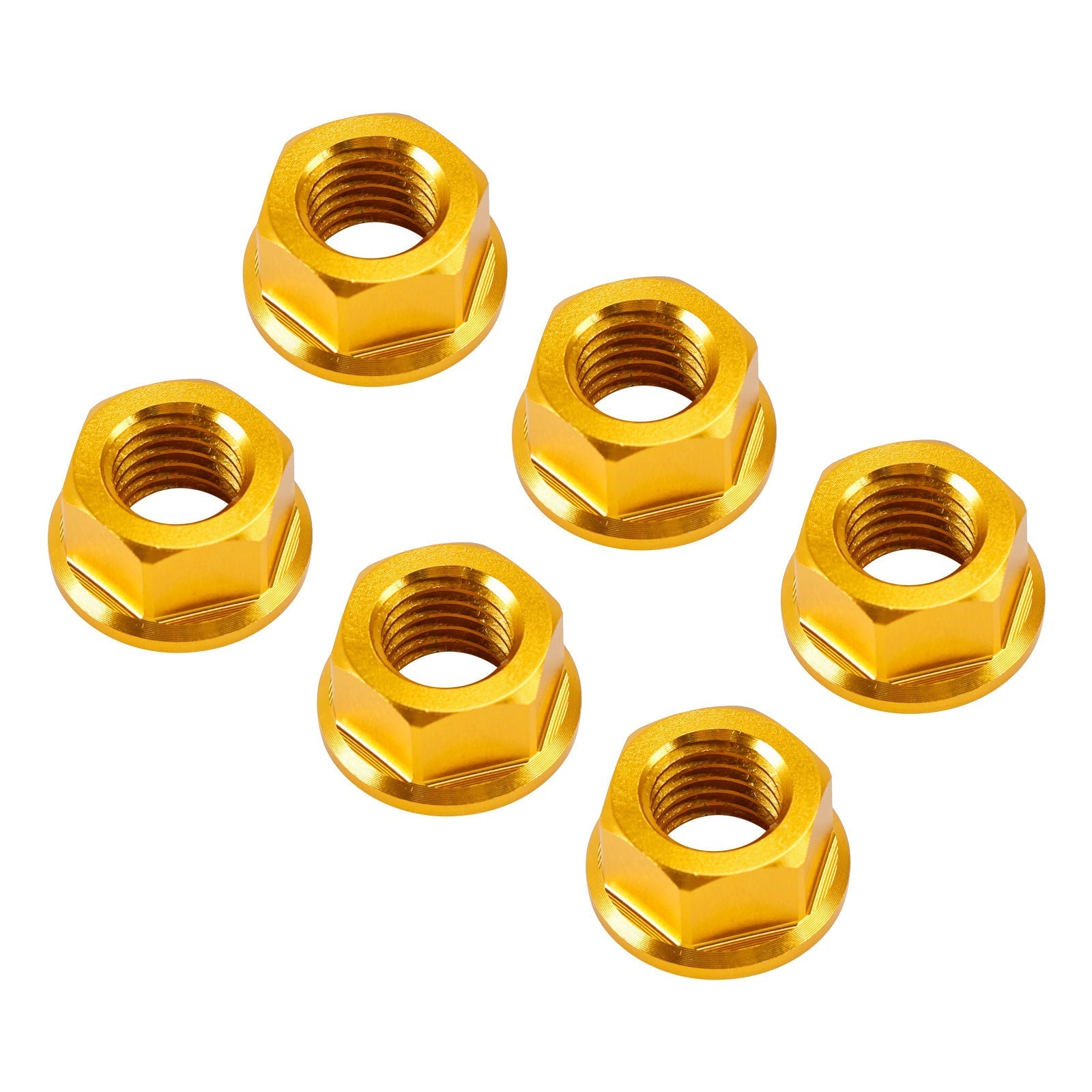 6 Pack Aluminum Rear Sprocket Flange Nuts M10X1.5mm Gold For Motorcycle Bike