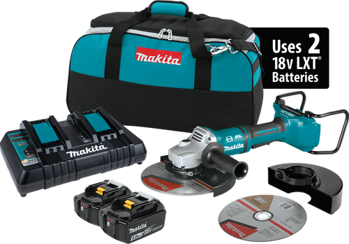 36V (18V X2) LXT™ Brushless 9" Paddle Switch Cut-Off/Angle Grinder Kit, with Electric Brake (5.0Ah), Vibration absorbing back handle, XAG13PT1