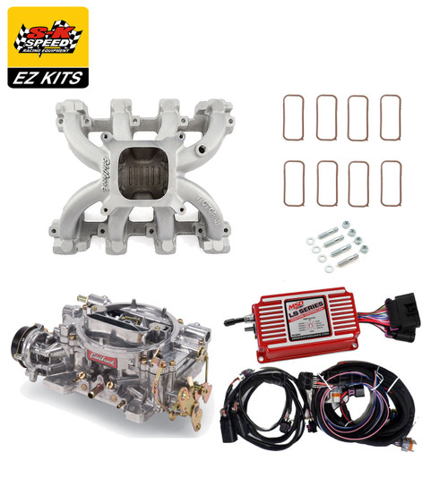 LS1 Carb Intake Kit - Edelbrock Victor Jr/MSD 6014 Ignition/Edelbrock 750 Carb