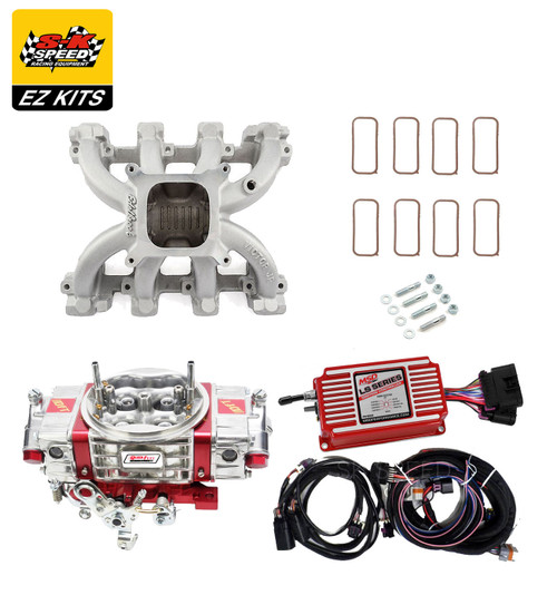 LS1 Carb Intake Kit Edelbrock Victor Jr Intake/MSD 6014 Ignition/Quickfuel Q-750