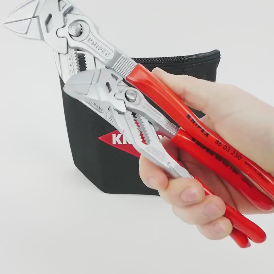 Knipex 2 Pc Pliers Wrench Set With Keeper Pouch, 7" & 10" - Plastic Grip